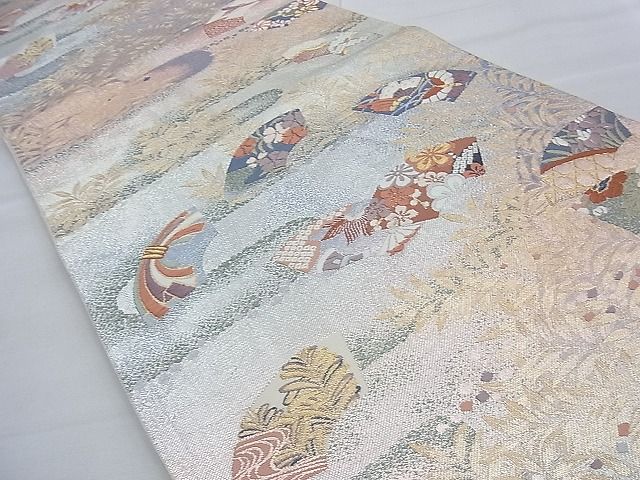 平和屋着物◎六通柄袋帯 唐織 地紙花鳥文 金糸 逸品 BAAE7703du