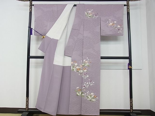 平和屋本店■極上　京都祇園の老舗　ぎをん齋藤　訪問着　刺繍　草花文　たとう紙付き　逸品　CZAA0317s4