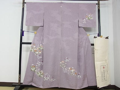 平和屋本店■極上　京都祇園の老舗　ぎをん齋藤　訪問着　刺繍　草花文　たとう紙付き　逸品　CZAA0317s4