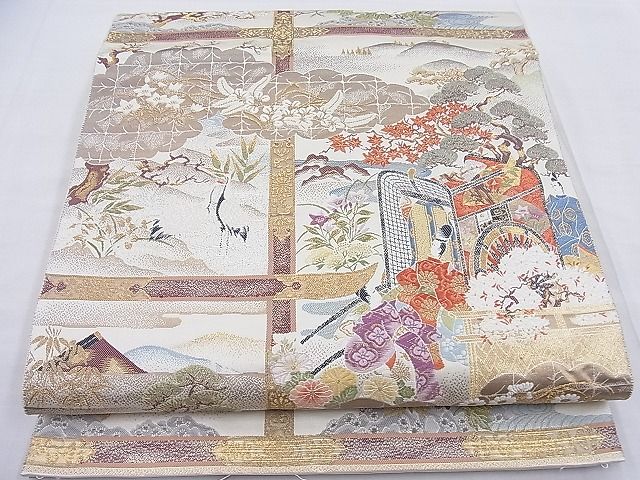 平和屋着物■六通柄袋帯　唐織　王朝繁栄文　金糸　逸品　BAAE4399ea