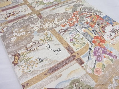 平和屋着物■六通柄袋帯　唐織　王朝繁栄文　金糸　逸品　BAAE4399ea