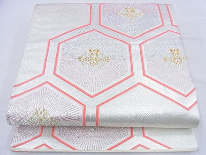 平和屋着物◎六通柄袋帯 唐織 亀甲文様 金銀糸 逸品 BAAF0017th