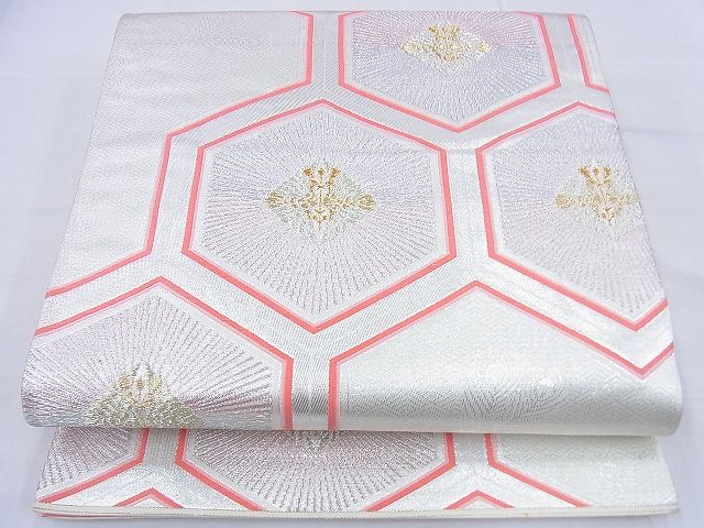 平和屋着物◎六通柄袋帯 唐織 亀甲文様 金銀糸 逸品 BAAF0017th