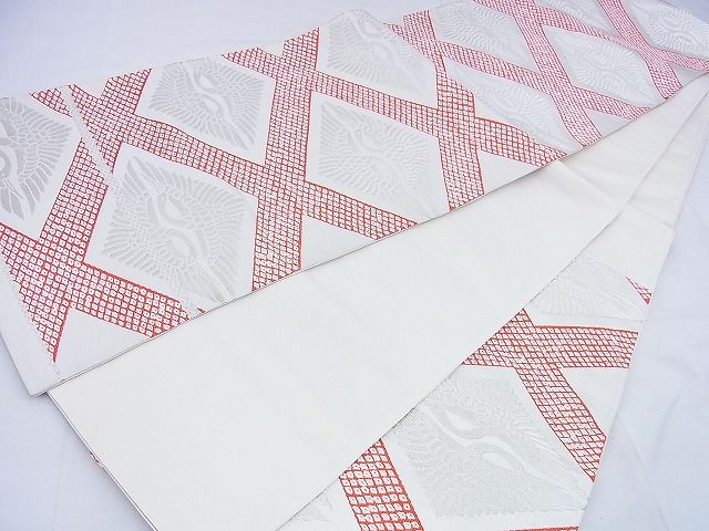平和屋着物◎六通柄袋帯 唐織 向鶴 銀糸 逸品 BAAF0020th