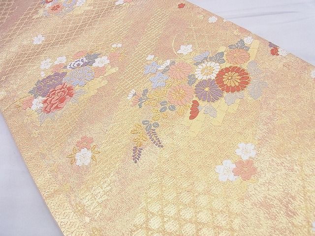 平和屋着物◎六通柄袋帯 唐織 花筏 金糸 逸品 BAAF0039th