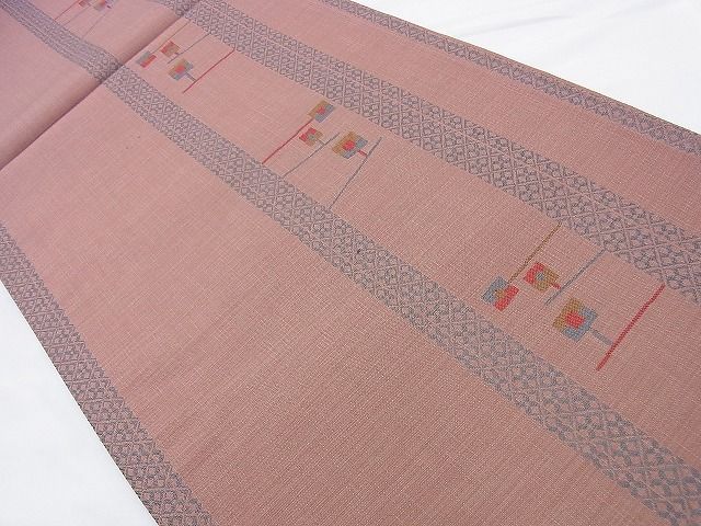 平和屋着物◎六通柄袋帯 幾何学文様 工芸 逸品 BAAF0046th