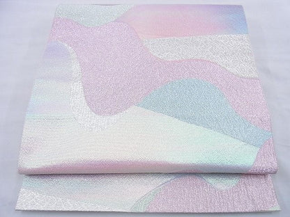 平和屋着物◎六通柄袋帯 流水文 銀糸 逸品 BAAF0059th