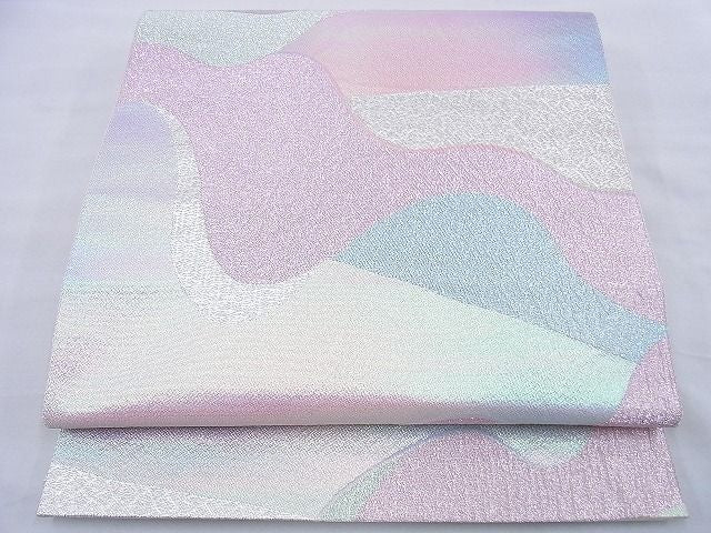平和屋着物◎六通柄袋帯 流水文 銀糸 逸品 BAAF0059th