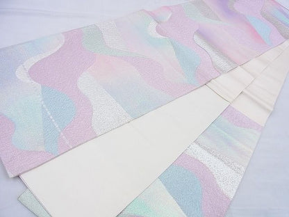 平和屋着物◎六通柄袋帯 流水文 銀糸 逸品 BAAF0059th