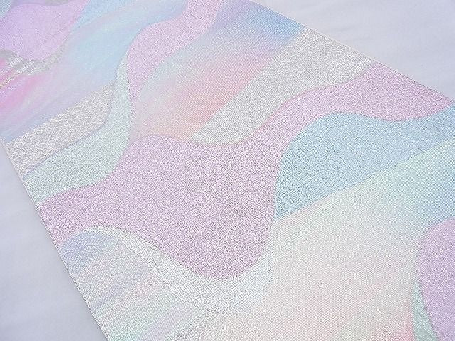 平和屋着物◎六通柄袋帯 流水文 銀糸 逸品 BAAF0059th