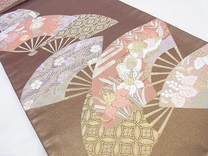 平和屋着物◎六通柄袋帯 唐織 洗面鴛鴦花文 本うるし箔 逸品 BAAF0072th