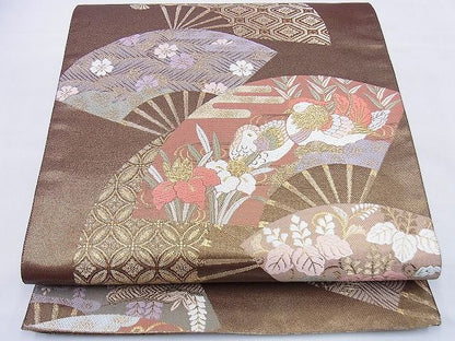 平和屋着物◎六通柄袋帯 唐織 洗面鴛鴦花文 本うるし箔 逸品 BAAF0072th
