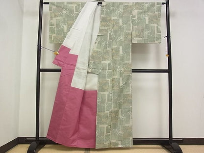 平和屋着物■上質な紬　色紙風景文　逸品　DAAE4507jm
