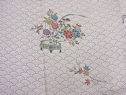 平和屋着物■付下げ　陶器菊花青海波　逸品　BAAE6711mz