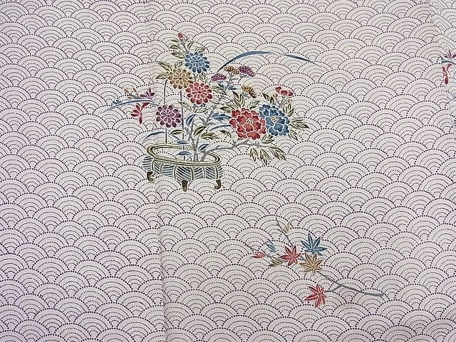 平和屋着物■付下げ　陶器菊花青海波　逸品　BAAE6711mz