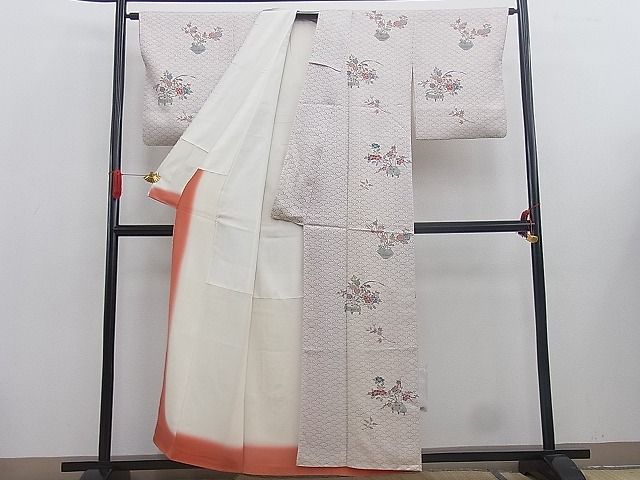 平和屋着物■付下げ　陶器菊花青海波　逸品　BAAE6711mz