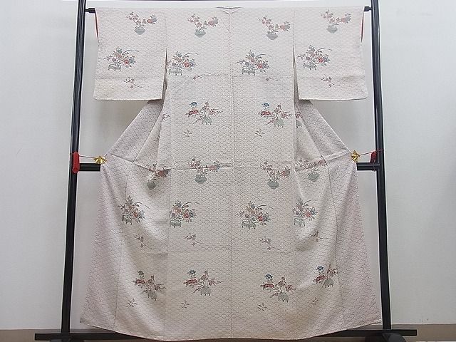 平和屋着物■付下げ　陶器菊花青海波　逸品　BAAE6711mz