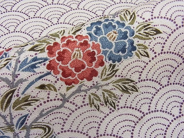 平和屋着物■付下げ　陶器菊花青海波　逸品　BAAE6711mz