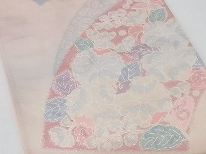 平和屋着物◎六通柄袋帯 地紙花文 引箔 正絹 逸品 AAAG8432Abw