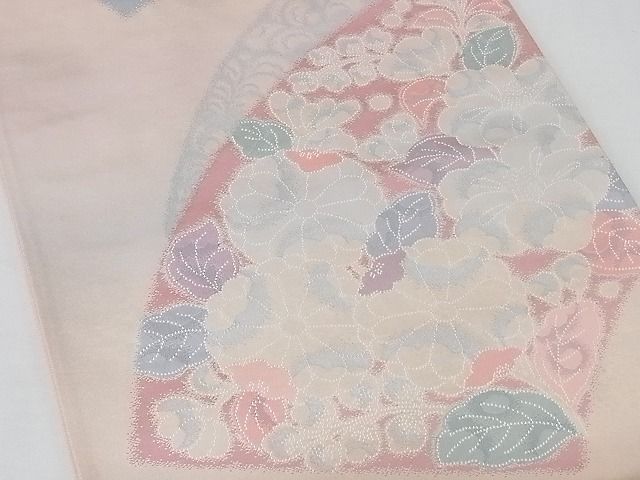 平和屋着物◎六通柄袋帯 地紙花文 引箔 正絹 逸品 AAAG8432Abw