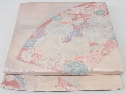 平和屋着物◎六通柄袋帯 地紙花文 引箔 正絹 逸品 AAAG8432Abw