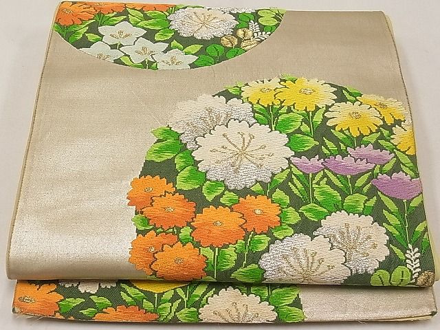 平和屋着物◎六通柄袋帯 草花丸文 金銀糸 逸品 CAAE3628ku