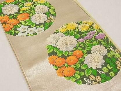 平和屋着物◎六通柄袋帯 草花丸文 金銀糸 逸品 CAAE3628ku