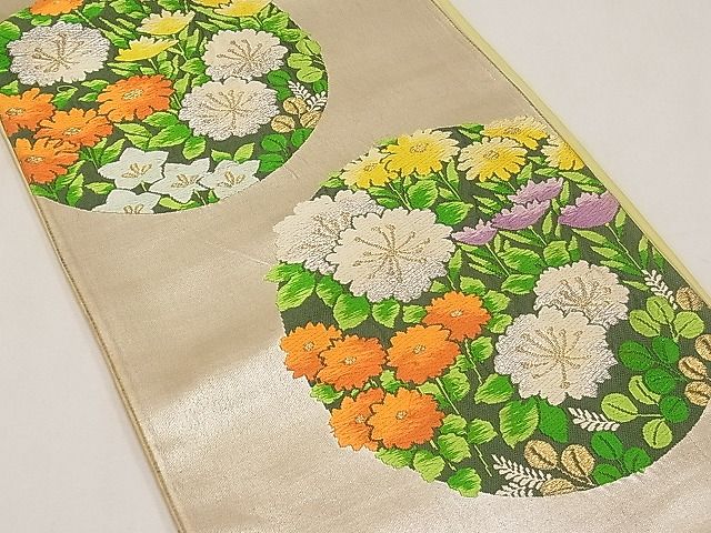 平和屋着物◎六通柄袋帯 草花丸文 金銀糸 逸品 CAAE3628ku