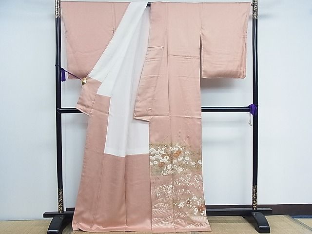 金彩　松模様　波模様　霞　色留袖　着物　122a p 金彩 松模様 波模様 霞 色留袖 着物 122a p