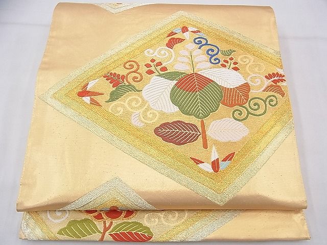 平和屋着物◎六通柄袋帯 唐織 花菱文 金糸 鈴乃屋扱い 逸品 BAAE9589fk