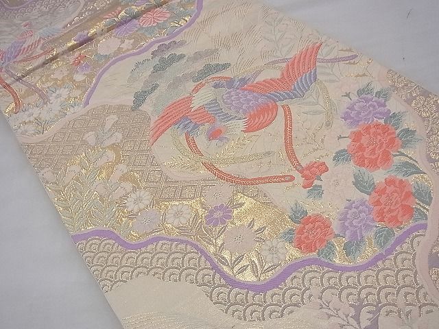 平和屋着物◎六通柄袋帯 唐織 道長鳳凰文 金銀糸 逸品 BAAF5694fk