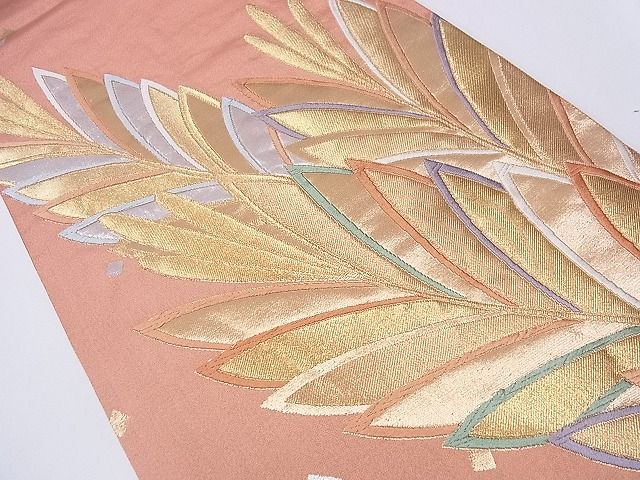 平和屋着物■六通柄袋帯 枝松葉文 金銀糸 逸品 CAAE8819hy