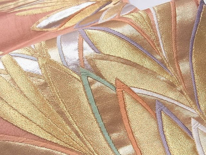 平和屋着物■六通柄袋帯 枝松葉文 金銀糸 逸品 CAAE8819hy