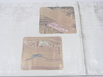 平和屋着物■六通太鼓柄袋帯 螺鈿箔 色紙重ね流水花鳥文 金彩 逸品 CAAE8994hy