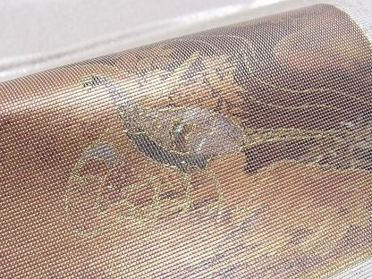 平和屋着物■六通太鼓柄袋帯 螺鈿箔 色紙重ね流水花鳥文 金彩 逸品 CAAE8994hy