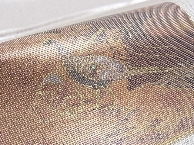 平和屋着物■六通太鼓柄袋帯 螺鈿箔 色紙重ね流水花鳥文 金彩 逸品 CAAE8994hy