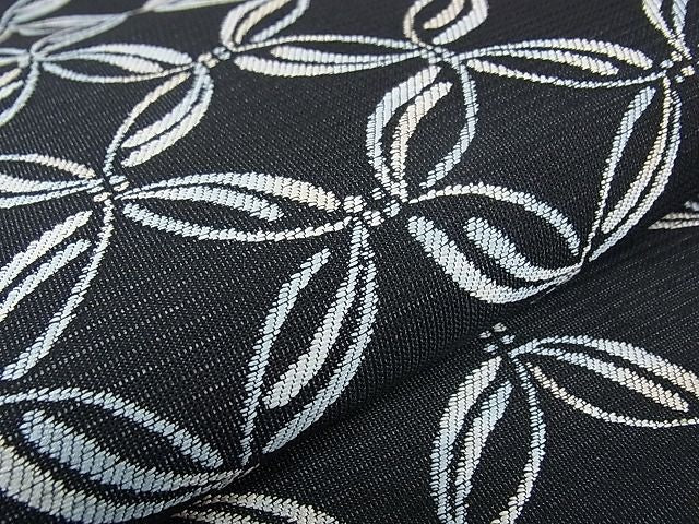 期間限定セール30％off■極上　夏物　西陣　川島織物　九寸名古屋帯　絽　七宝文　黒地　逸品　CZAA0398s4
