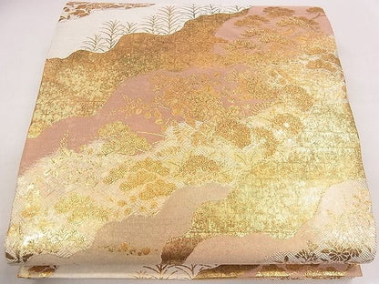平和屋着物◎佐賀錦 六通柄袋帯 霞草花文 金糸 逸品 CAAE4085eg