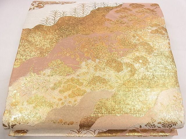 平和屋着物◎佐賀錦 六通柄袋帯 霞草花文 金糸 逸品 CAAE4085eg