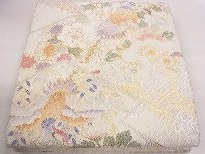 平和屋着物◎太鼓柄袋帯 綴れ 松皮菱花鳥文 金銀彩 逸品 CAAE4090eg