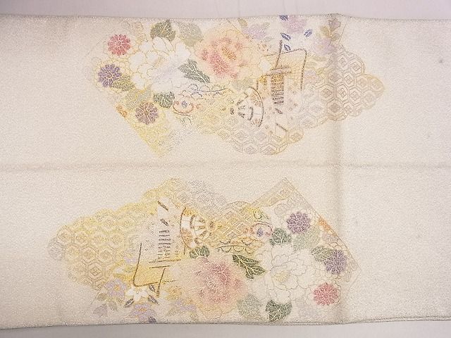 平和屋着物◎太鼓柄袋帯 綴れ 松皮菱花鳥文 金銀彩 逸品 CAAE4090eg