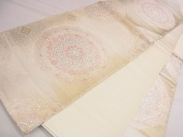平和屋着物◎六通柄袋帯 唐織 正倉院花文 銀糸 逸品 CAAE4115eg