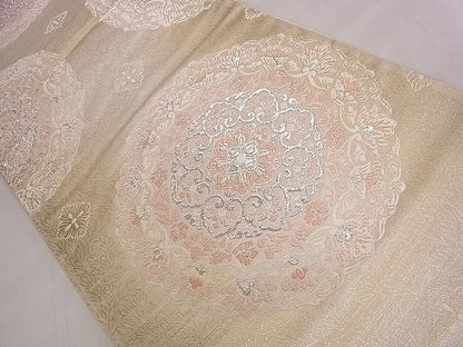 平和屋着物◎六通柄袋帯 唐織 正倉院花文 銀糸 逸品 CAAE4115eg