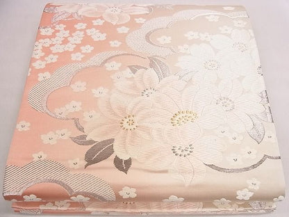 平和屋着物◎六通柄袋帯 唐織 雲取り草花文 金銀糸 逸品 CAAE4116eg