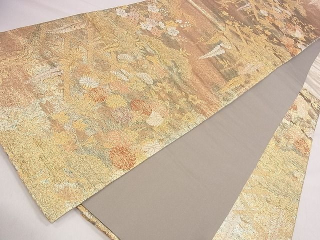 平和屋着物◎六通柄袋帯 唐織 蒔絵 金糸 逸品 CAAE4143eg