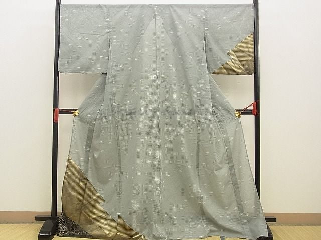 平和屋着物＊夏物 訪問着 絽 鹿の子吉祥文 金彩 洗える着物 BAAF1340xi