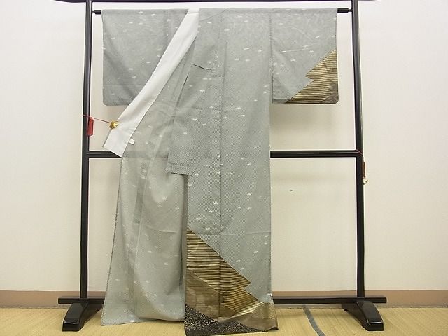 平和屋着物＊夏物 訪問着 絽 鹿の子吉祥文 金彩 洗える着物 BAAF1340xi