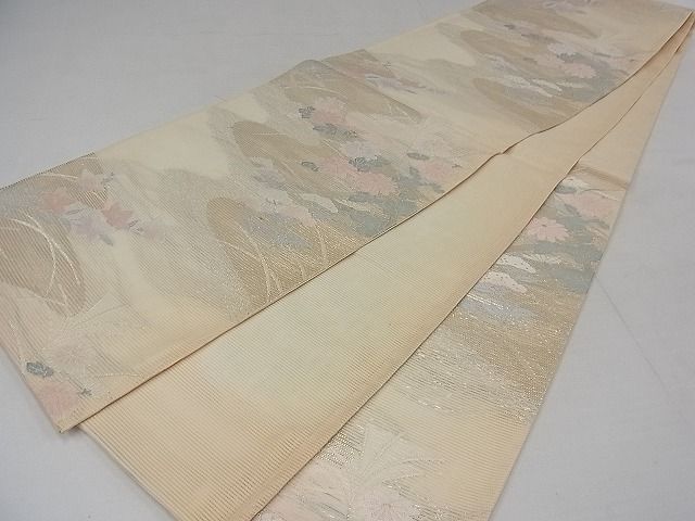 平和屋着物■夏物　六通柄袋帯　流水枝花文　金銀糸　正絹　逸品　AAAH2242Awj
