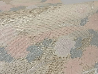 平和屋着物■夏物　六通柄袋帯　流水枝花文　金銀糸　正絹　逸品　AAAH2242Awj
