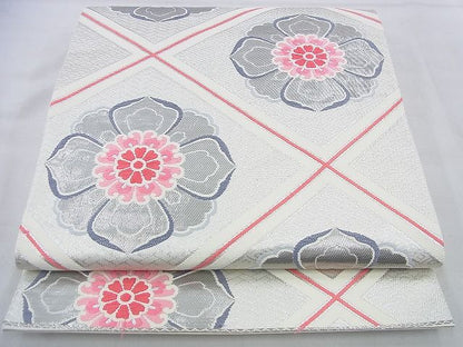 平和屋着物◎六通柄袋帯 唐織 花菱文 銀糸 逸品 BAAF5918wk